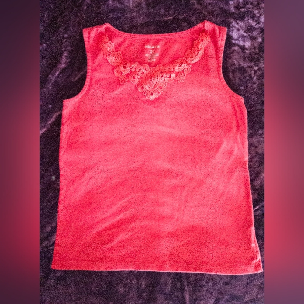 Red tank top with flower designs